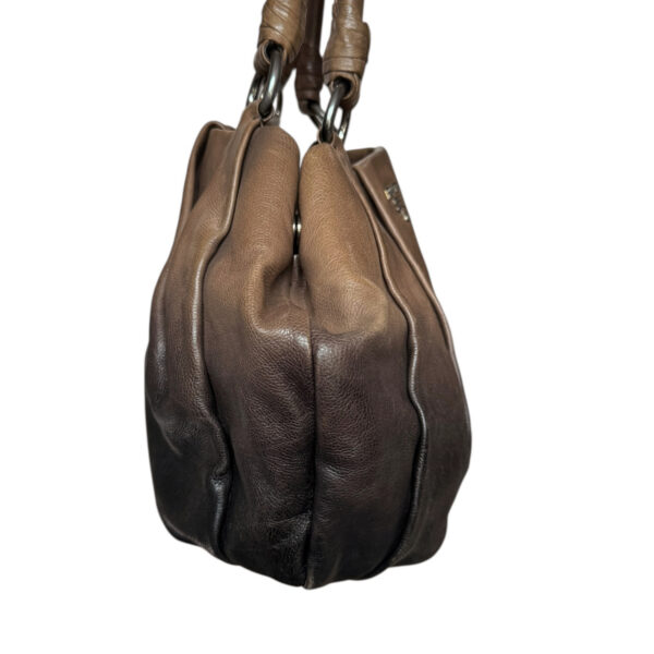Prada Ombre Leather Hobo Shoulder Bag in Brown / Silver - Image 3