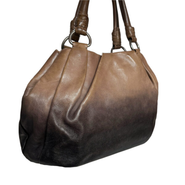 Prada Ombre Leather Hobo Shoulder Bag in Brown / Silver - Image 4