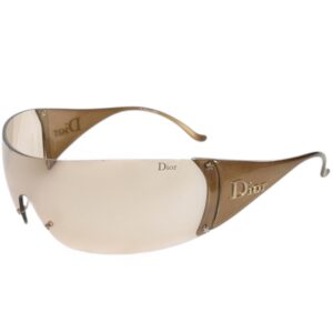 Vintage Dior Logo Ski Wraparound Sunglasses in Gold | NITRYL