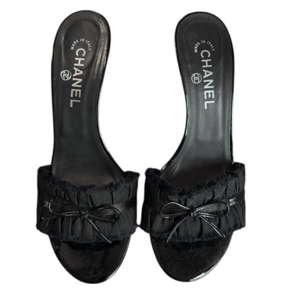 Chanel Bow Frill Heels in Black / Silver UK 6.5 - Image 3
