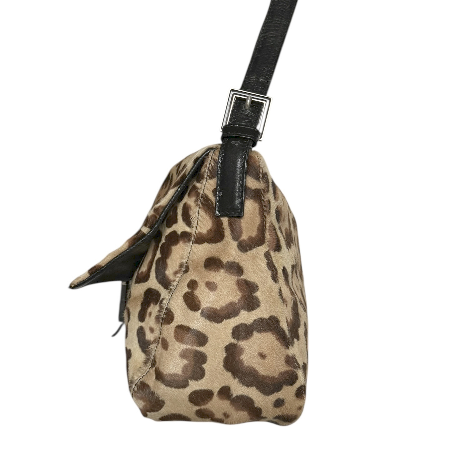 Fendi Leopard Print Calfskin Shoulder Mamma Baguette Bag in Brown / Black - Image 3