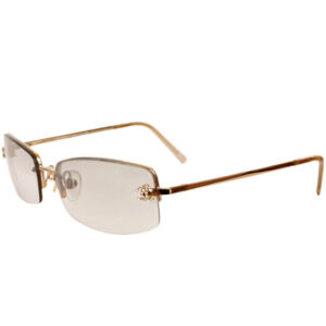 Vintage Chanel Diamante Logo Rimless Sunglasses in Gold | NITRYL