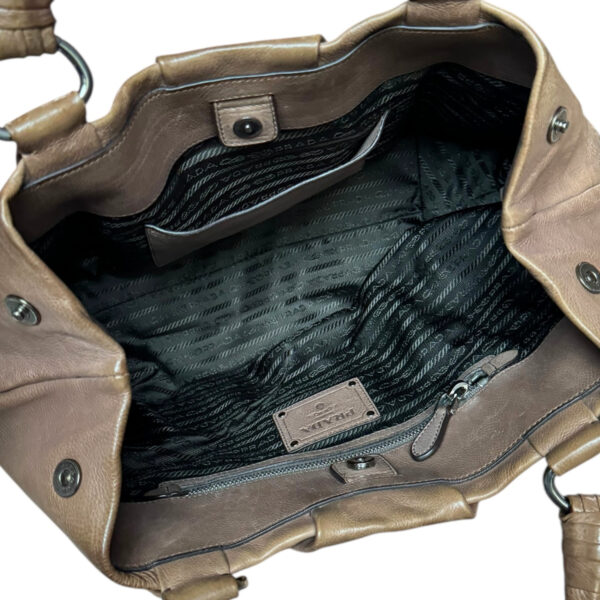 Prada Ombre Leather Hobo Shoulder Bag in Brown / Silver - Image 6