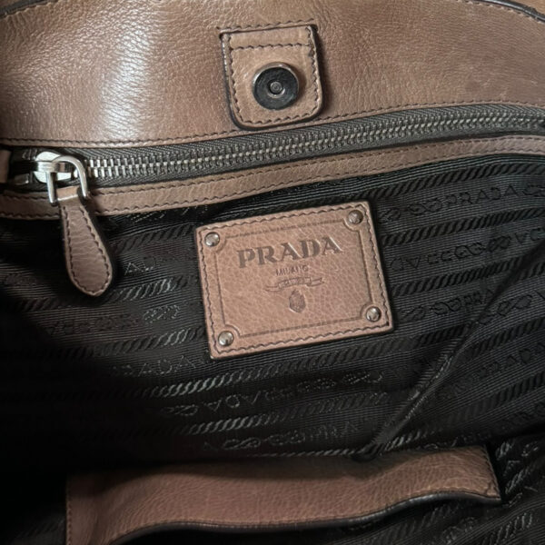 Prada Ombre Leather Hobo Shoulder Bag in Brown / Silver - Image 7