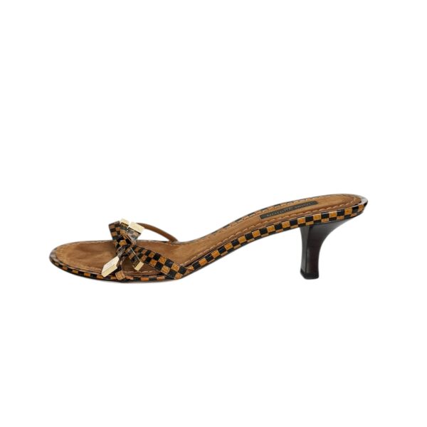 Louis Vuitton Checkered Bow Logo Heels in Brown / Gold UK 3.5 - Image 2