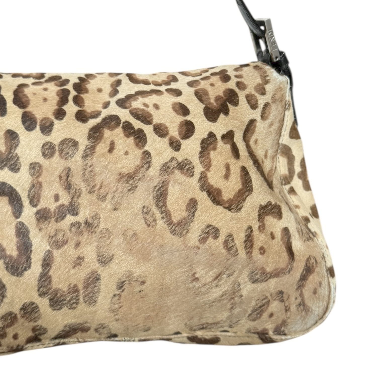 Fendi Leopard Print Calfskin Shoulder Mamma Baguette Bag in Brown / Black - Image 6