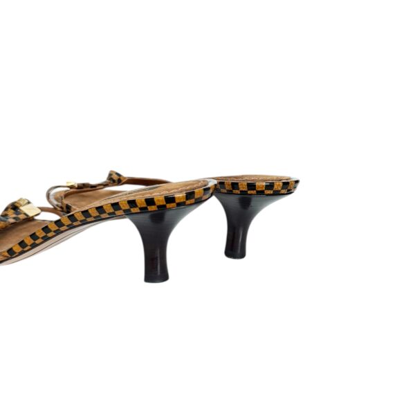 Louis Vuitton Checkered Bow Logo Heels in Brown / Gold UK 3.5 - Image 3