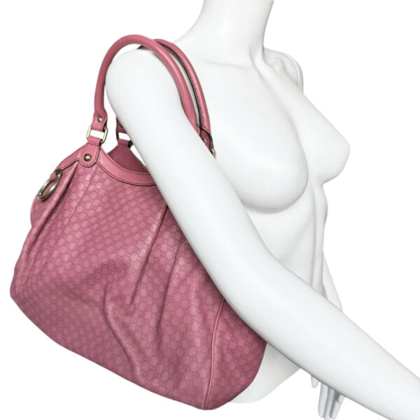Gucci Monogram Leather Sukey Hobo Shoulder Bag in Pink / Gold - Image 8