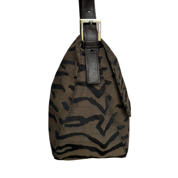 Fendi Zebra Print Canvas Mamma Shoulder Baguette Bag in Brown / Silver - Image 3
