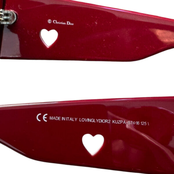 Dior Heart Cutout Logo Sunglasses in Maroon Red / Pink - Image 3