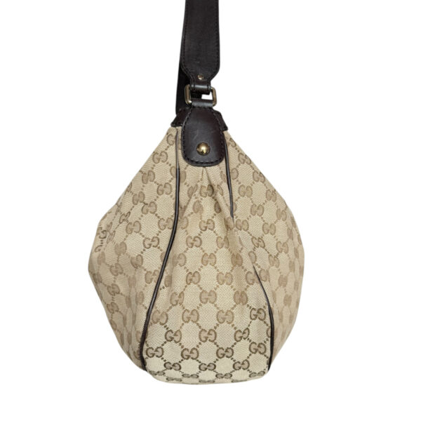 Gucci Monogram Canvas Hobo Shoulder Bag in Beige / Brown / Gold - Image 3
