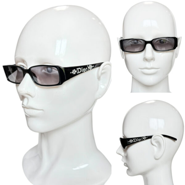 Dior Diamante Crystal Logo Sunglasses in Black / Silver - Image 4