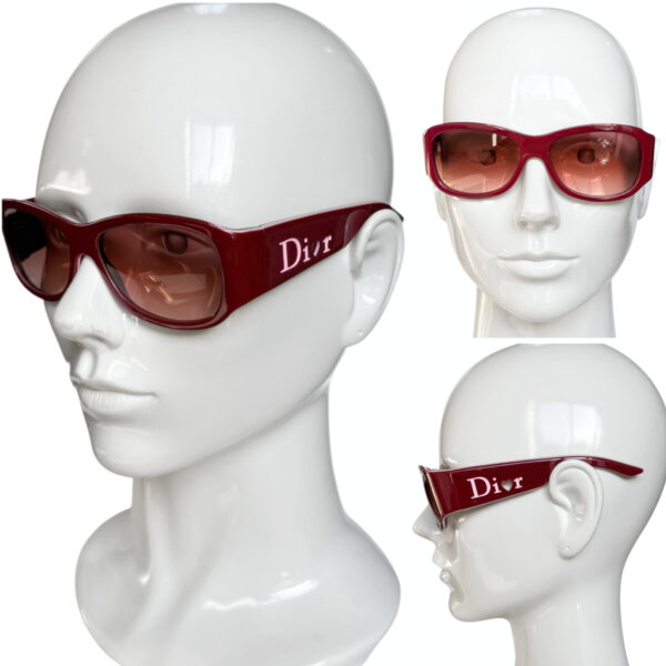 Dior Heart Cutout Logo Sunglasses in Maroon Red / Pink - Image 4