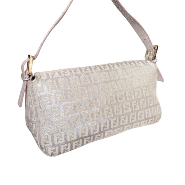 Fendi Monogram Metallic Shoulder Baguette Bag in Pink / Silver / Gold - Image 4