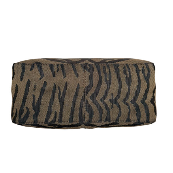 Fendi Zebra Print Canvas Mamma Shoulder Baguette Bag in Brown / Silver - Image 5