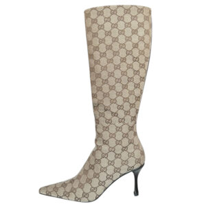 Vintage Gucci Monogram Canvas Tall Boots in Beige / Brown UK 4 | NITRYL
