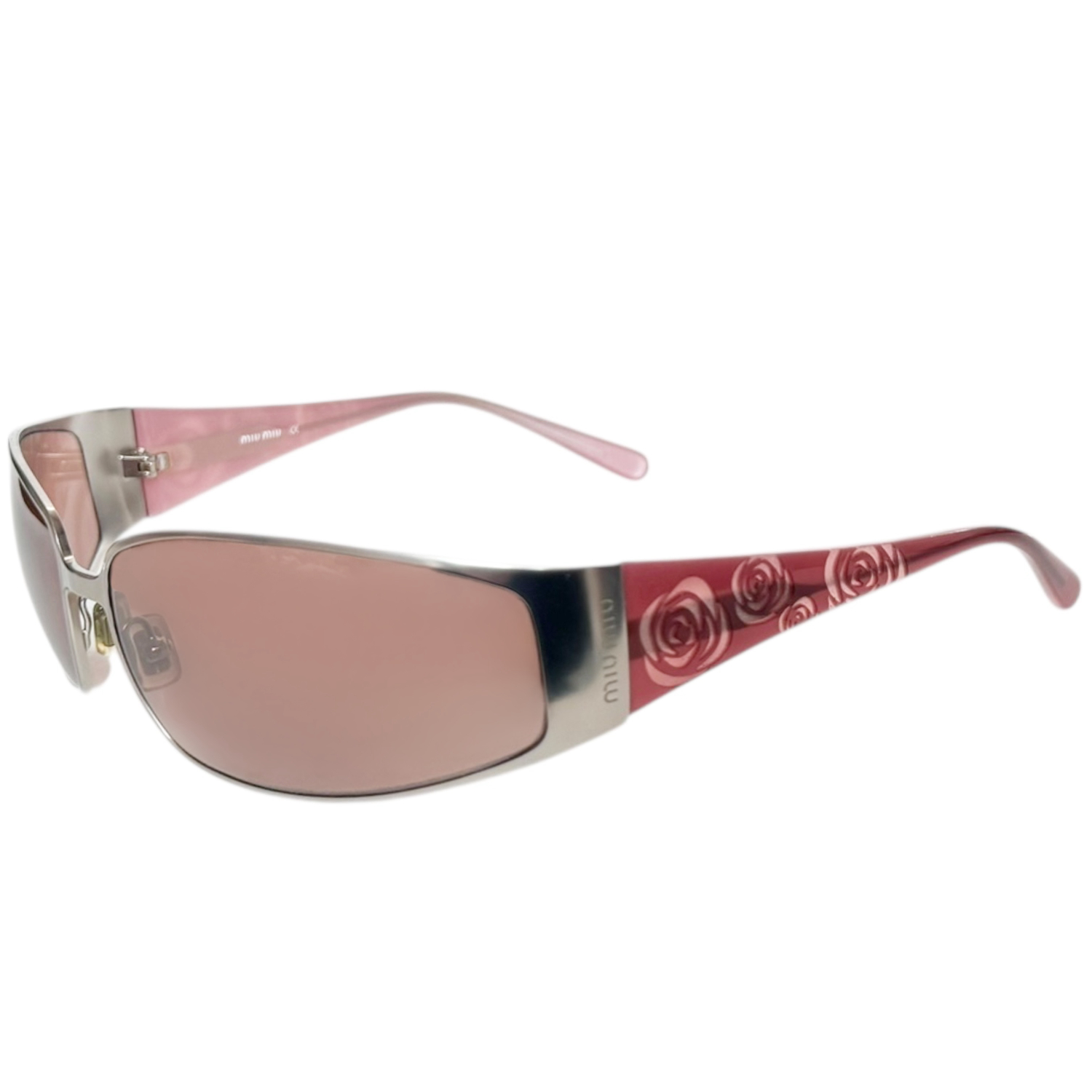 Vintage Miu Miu Logo Rose Sunglasses in Pink / Silver | NITRYL