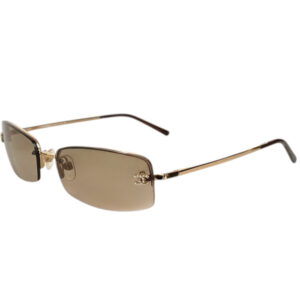 Vintage Chanel Diamante Logo Rimless Sunglasses in Brown / Gold | NITRYL