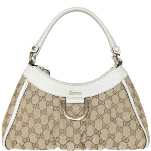 Vintage Gucci Monogram Canvas D Ring Hobo Shoulder Bag in Beige / White / Gold | NITRYL