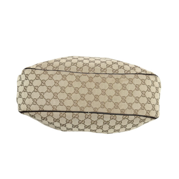 Gucci Monogram Canvas Hobo Shoulder Bag in Beige / Brown / Gold - Image 5