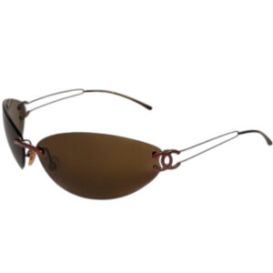 Vintage Chanel Rimless Logo Wraparound Sunglasses in Brown - Copper | NITRYL