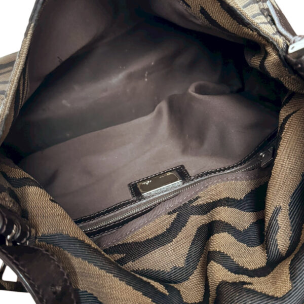 Fendi Zebra Print Canvas Mamma Shoulder Baguette Bag in Brown / Silver - Image 6