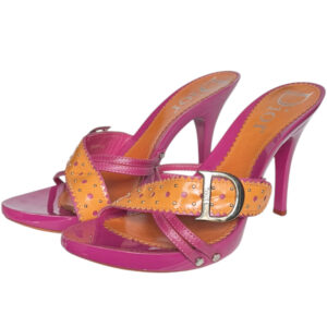 Vintage Dior Logo Platform Plastic Heels in Hot Pink / Orange UK 5 | NITRYL