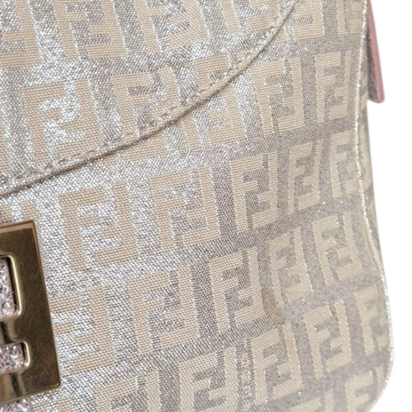 Fendi Monogram Metallic Shoulder Baguette Bag in Pink / Silver / Gold - Image 6