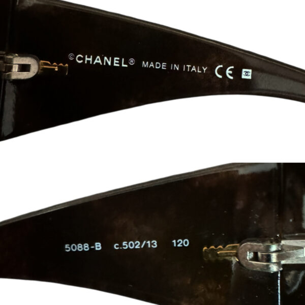 Chanel Diamante Logo Wraparound Tortoiseshell Sunglasses in Brown / Gold - Image 3