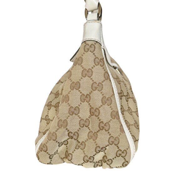 Gucci Monogram Canvas D Ring Hobo Shoulder Bag in Beige / White / Gold - Image 3