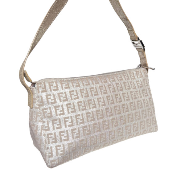 Fendi Monogram Metallic Shoulder Bag in Light Pink / Silver / Gold - Image 4