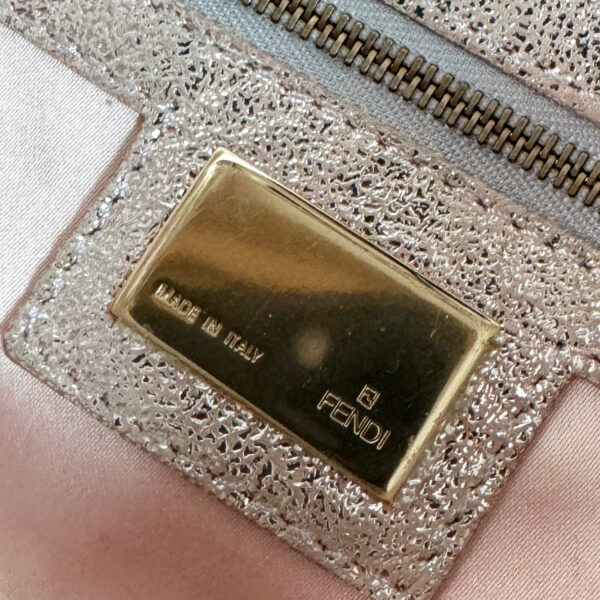 Fendi Monogram Metallic Shoulder Baguette Bag in Pink / Silver / Gold - Image 8