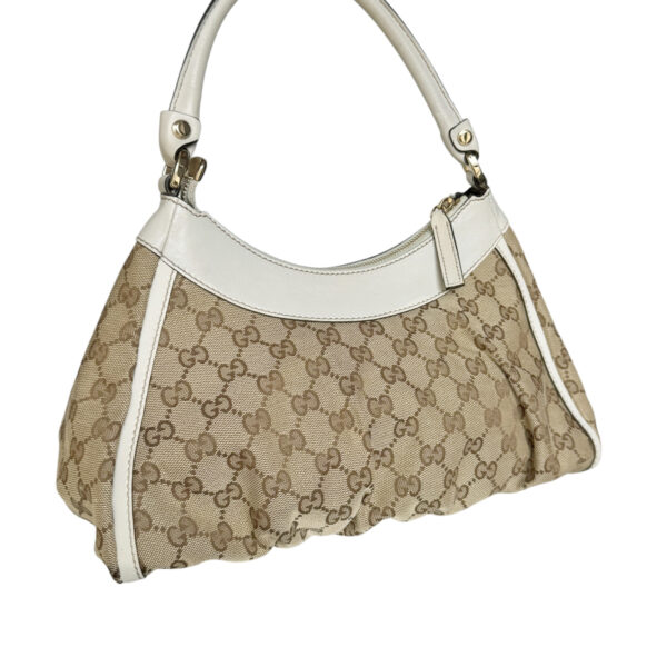 Gucci Monogram Canvas D Ring Hobo Shoulder Bag in Beige / White / Gold - Image 4