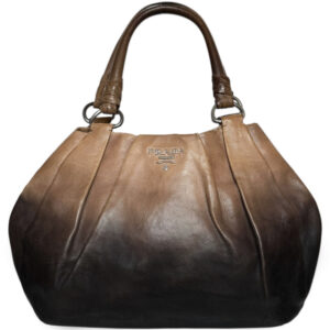 Vintage Prada Ombre Leather Hobo Shoulder Bag in Brown / Silver | NITRYL
