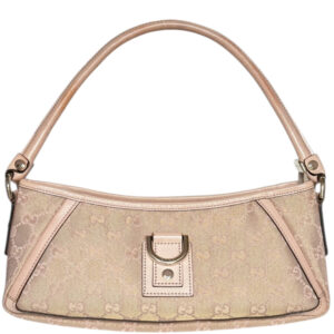 Vintage Gucci Monogram Metallic D Ring Shoulder Bag in Nude Pink - Beige / Gold | NITRYL