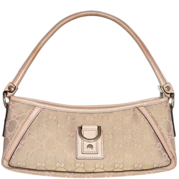 Vintage Gucci Monogram Metallic D Ring Shoulder Bag in Nude Pink - Beige / Gold | NITRYL