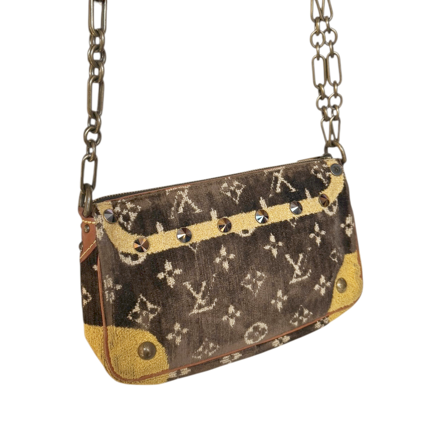 Louis Vuitton Monogram 'Trompe L'oeil' Velvet Shoulder Bag in Brown / Gold - Image 4