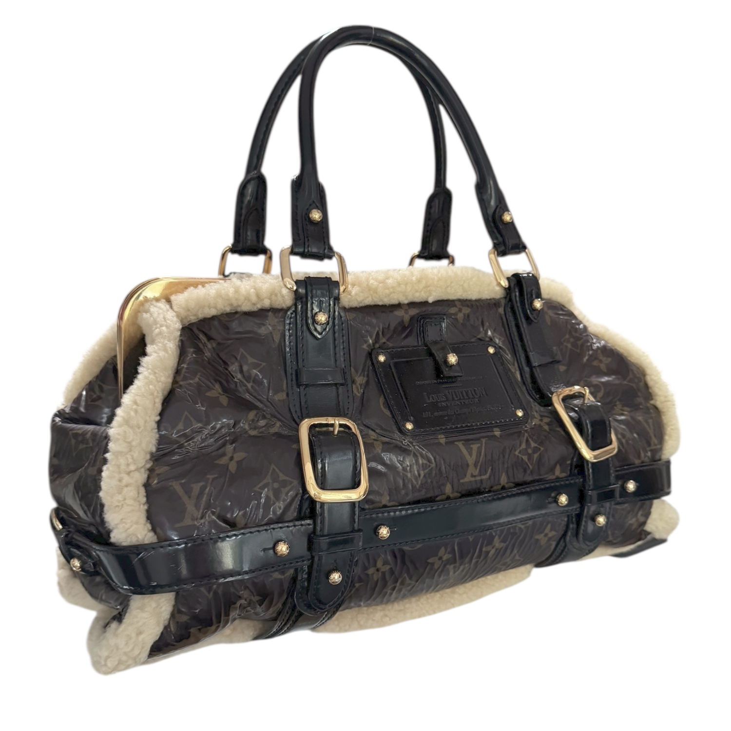 Louis Vuitton Monogram Shearling Storm Bag in Brown / Cream / Gold - Image 2