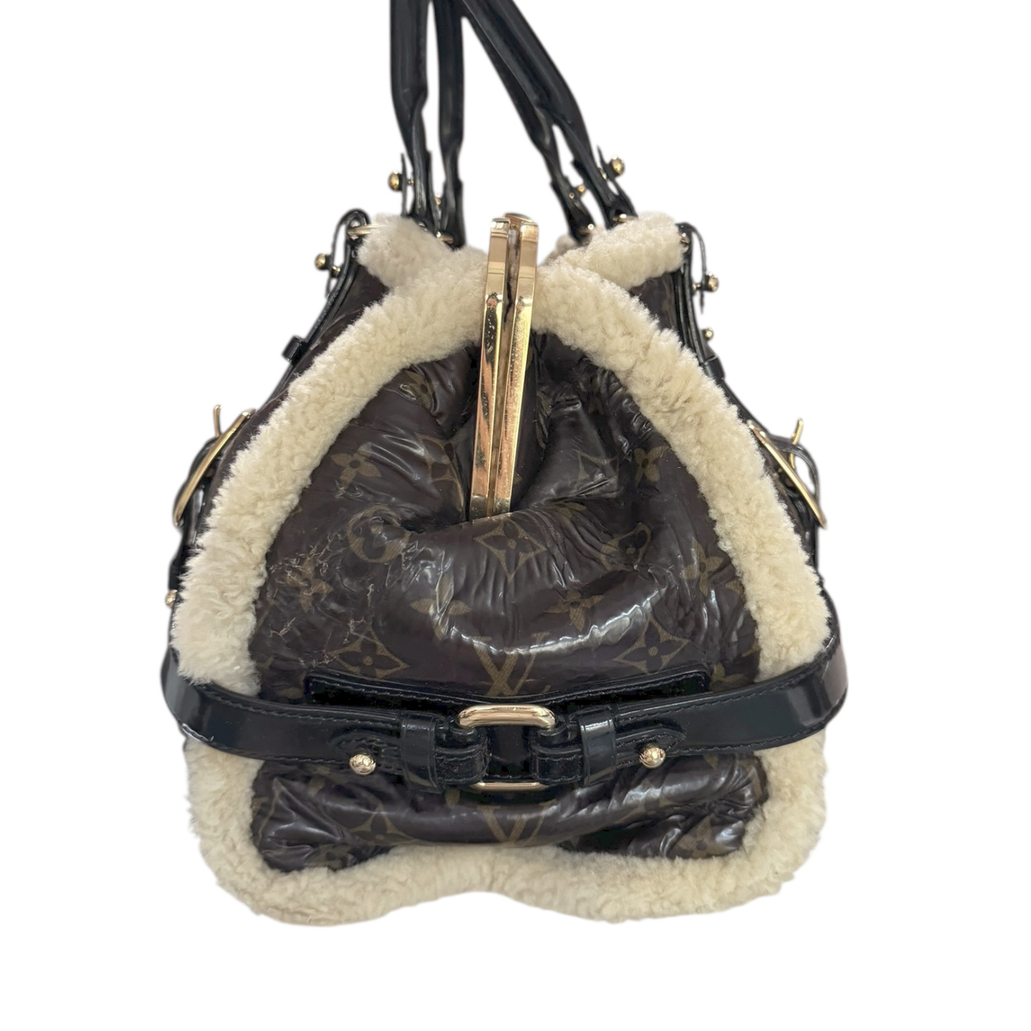 Louis Vuitton Monogram Shearling Storm Bag in Brown / Cream / Gold - Image 3