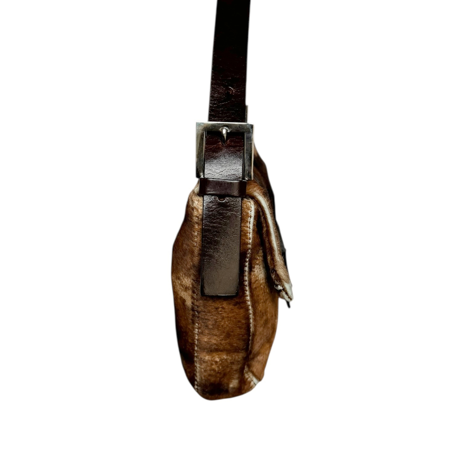 Fendi Mottled Calfskin Shoulder Baguette Bag in Brown - Image 3