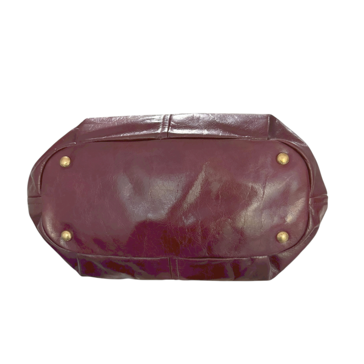 Prada Logo Hobo Shoulder Bag in Maroon Red / Gold - Image 5