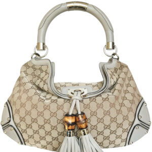 Vintage Gucci Monogram Indy Shoulder Bag in Beige / Cream / Gold | NITRYL