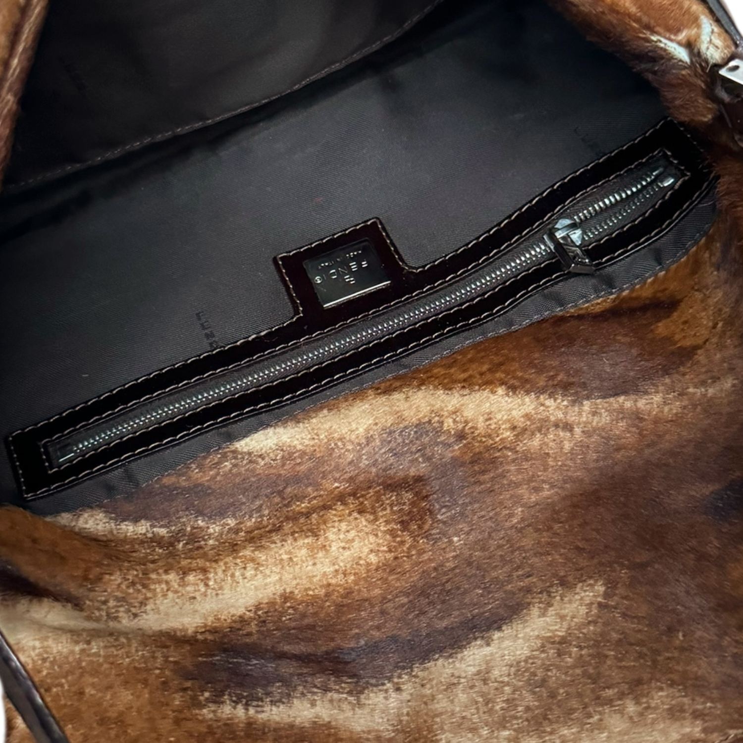 Fendi Mottled Calfskin Shoulder Baguette Bag in Brown - Image 6