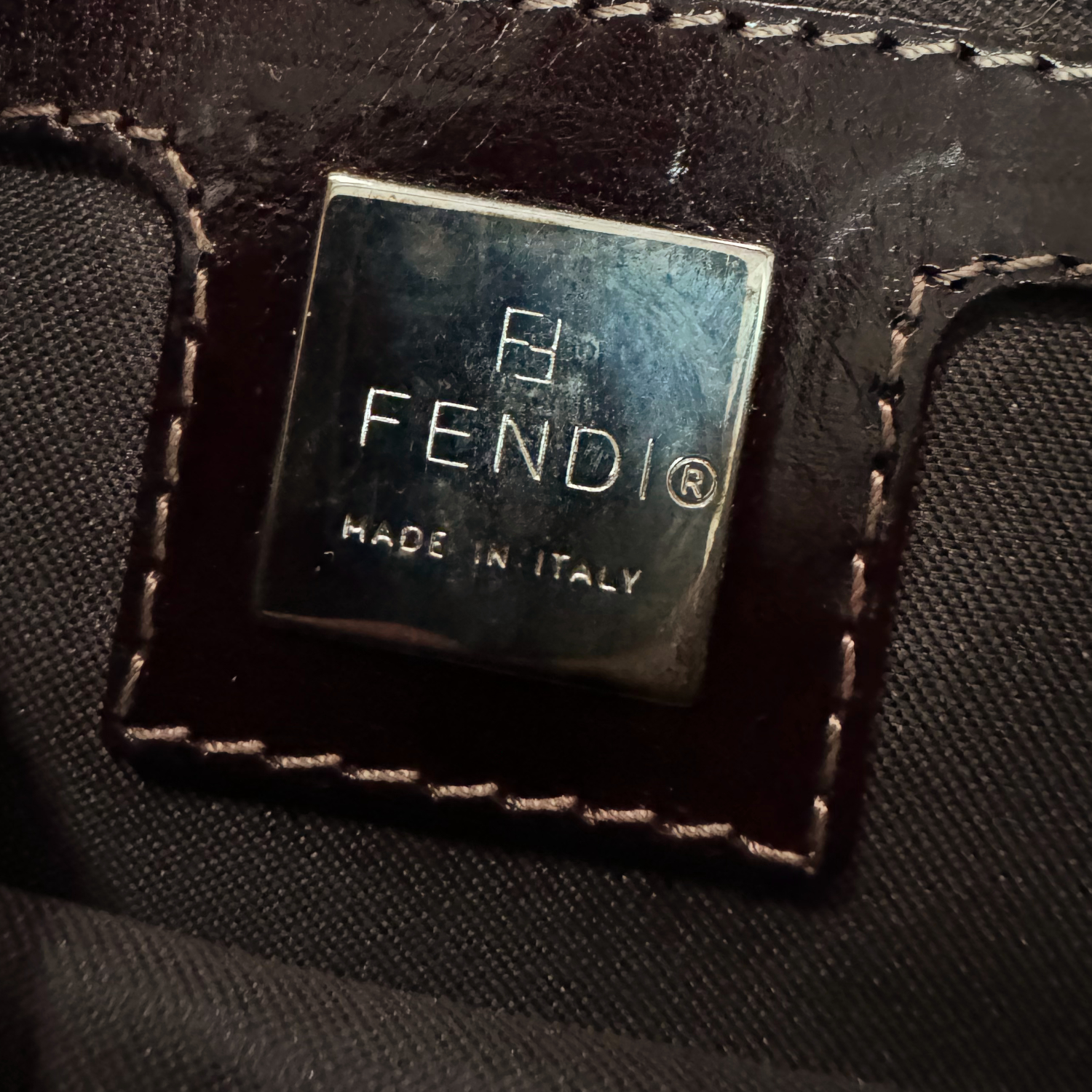 Fendi Mottled Calfskin Shoulder Baguette Bag in Brown - Image 7