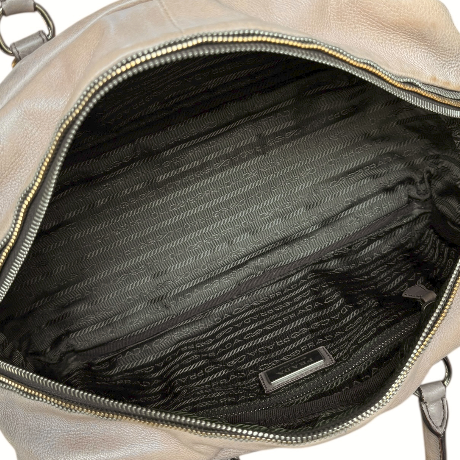 Prada Ombre 2- Way Zip Leather Boston Bag in Brown / Gold - Image 7