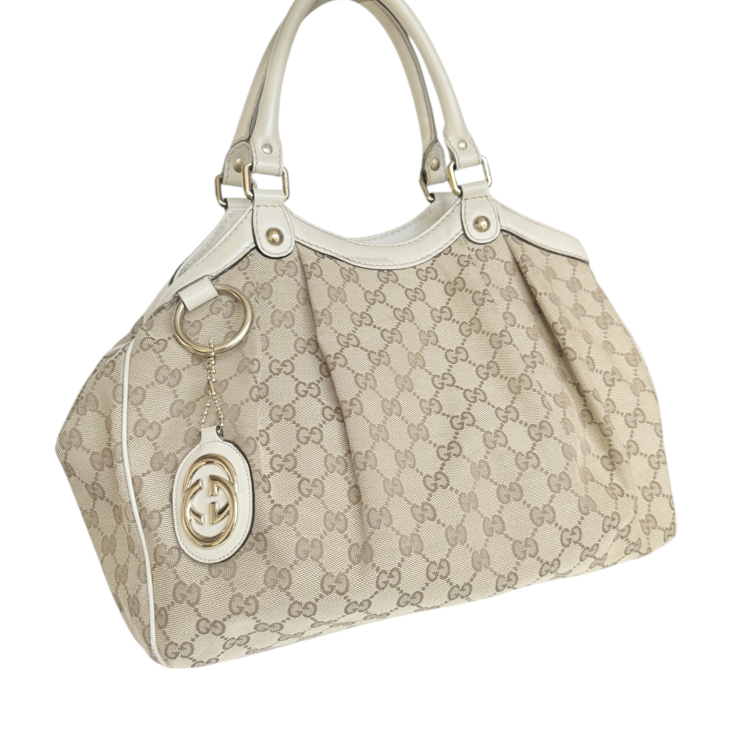 Gucci Monogram Sukey Hobo Shoulder Bag in Beige / Cream / Gold - Image 2