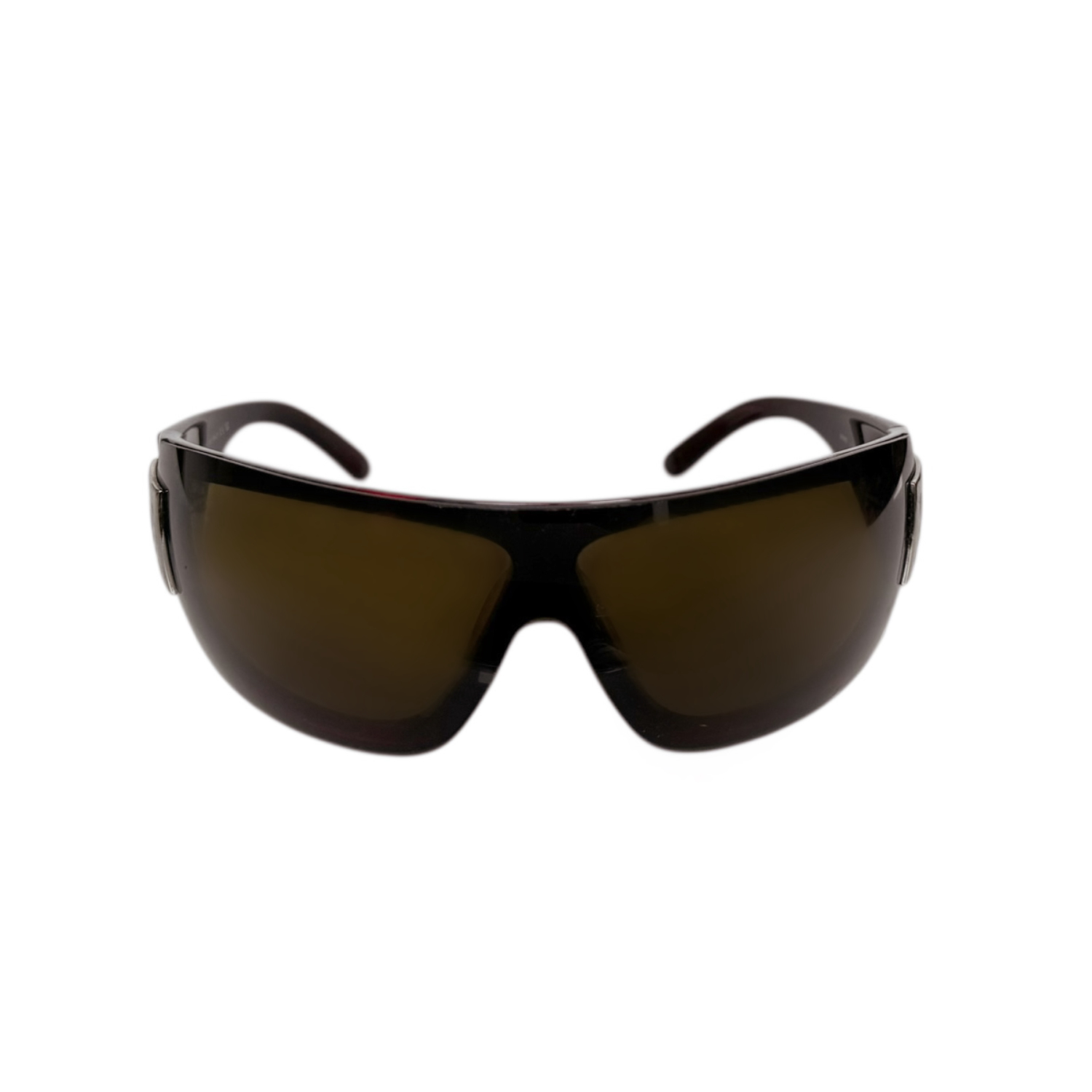 Chanel Logo Wraparound Sunglasses in Brown - Maroon / Silver - Image 2