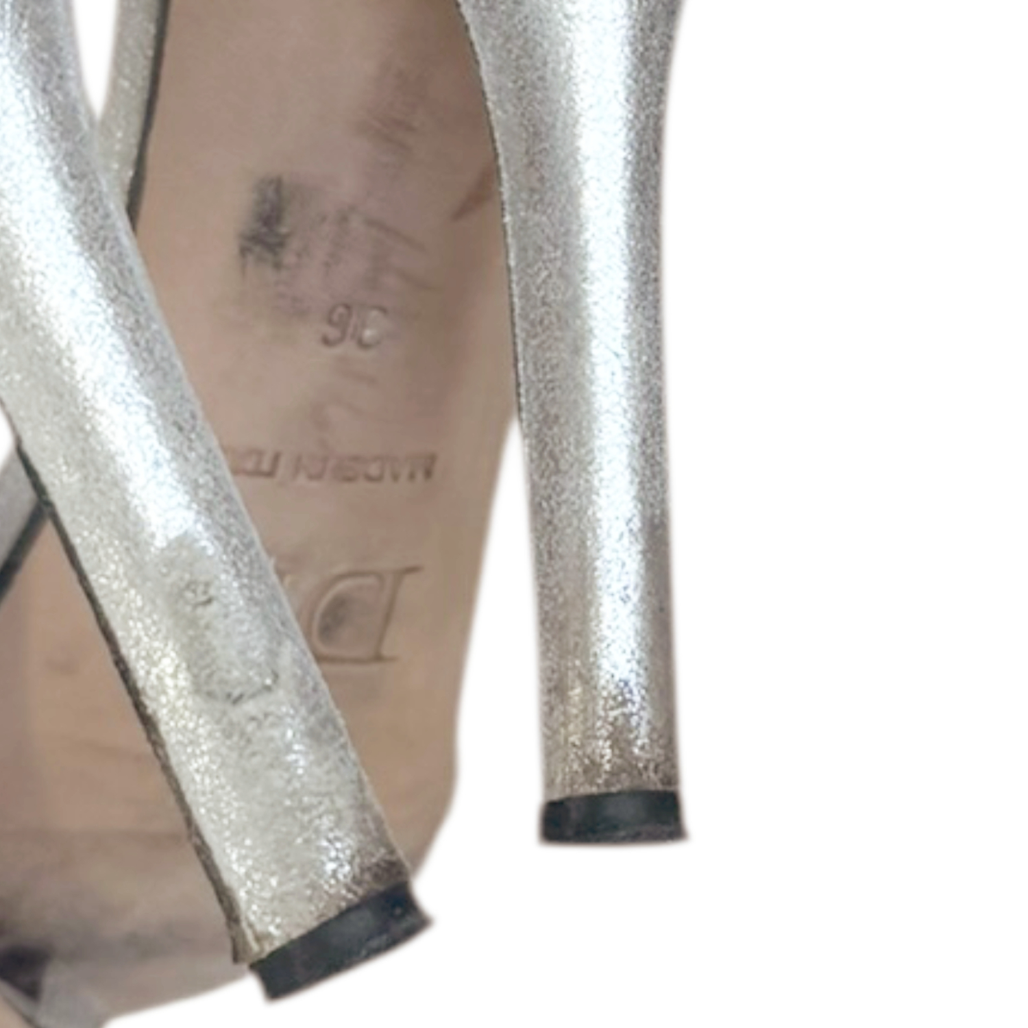 Dior Diamante Logo Spellout Strappy Heels in Metallic UK 3 - Image 4