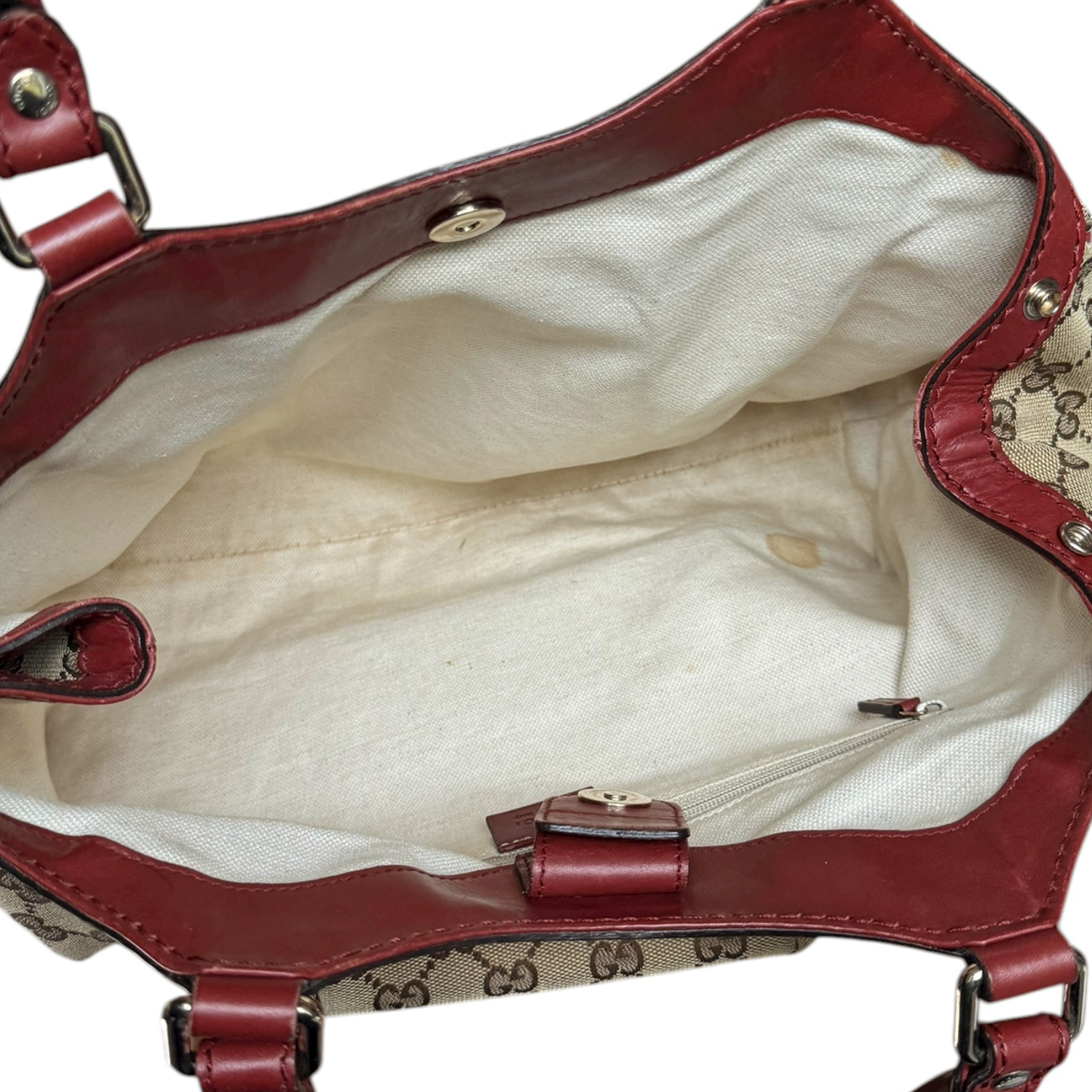 Gucci Monogram Sukey Hobo Shoulder Bag in Beige / Maroon Red / Gold - Image 6