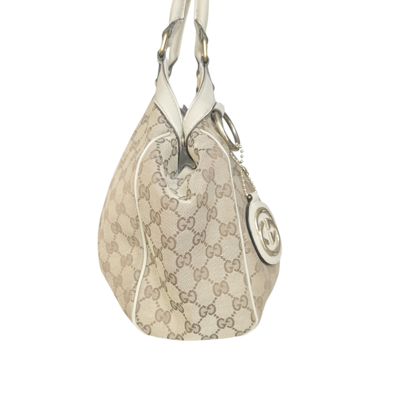 Gucci Monogram Sukey Hobo Shoulder Bag in Beige / Cream / Gold - Image 3